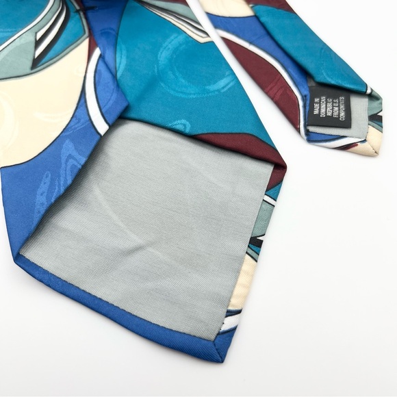 Vintage Adolfo Men’s Necktie Blue Teal Maroon Crystal Geode Pattern - Picture 6 of 9